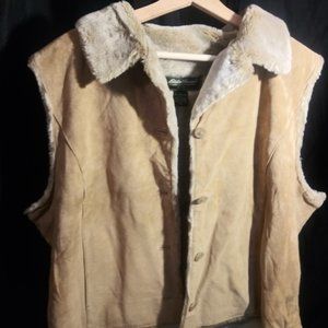 Eddie Bauer Camel Suede Sleeveless Jacket 2XL